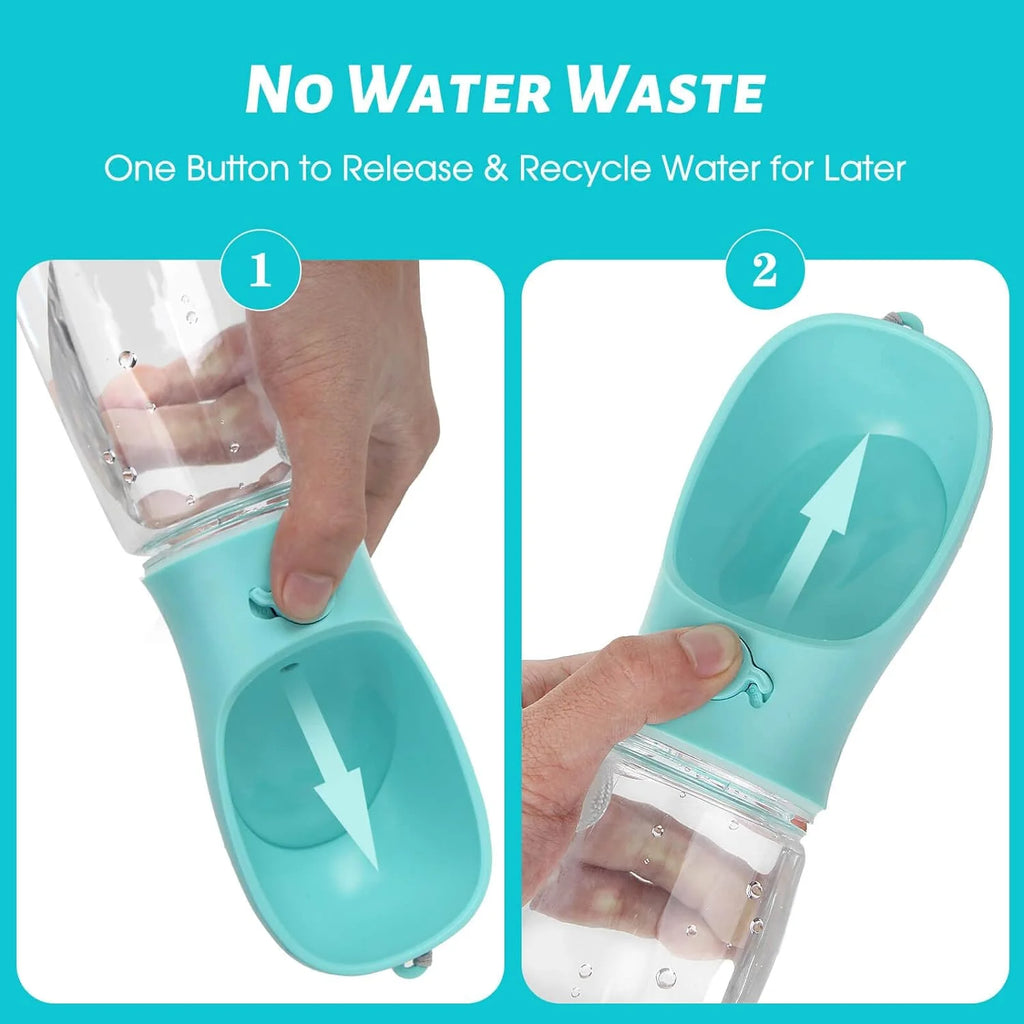 10.2*2.7" Dog Water Bottle, 19Oz Leak Proof Portable Puppy Water Dispenser with Drinking Feeder for Pets Outdoor Walking Hiking Travel Food Grade Plastic - Blue