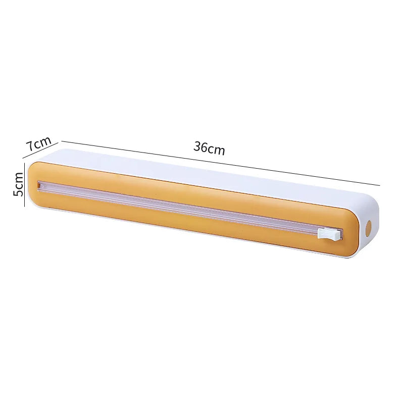 Saran Wrap Dispenser with Slide Cutter Magnetic Refillable Wrap Dispenser Food Cling Film Wrap Dispenser for Cling Wrap
