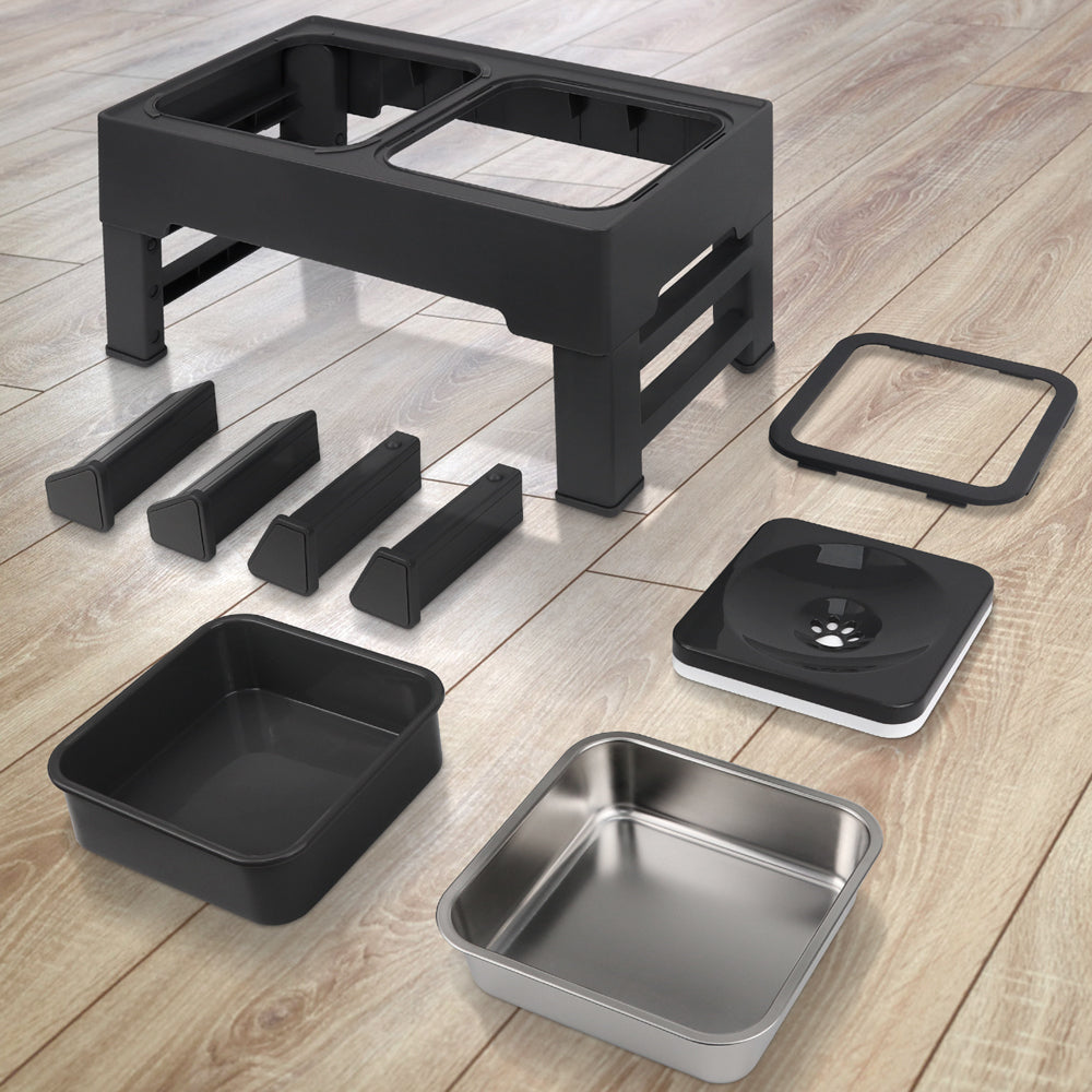 Tazones Elevados Para Perro Con Tazón De Acero Inoxidable, Ajustan 4 Alturas Para Perros Pequeños Medianos Grandes, Negro