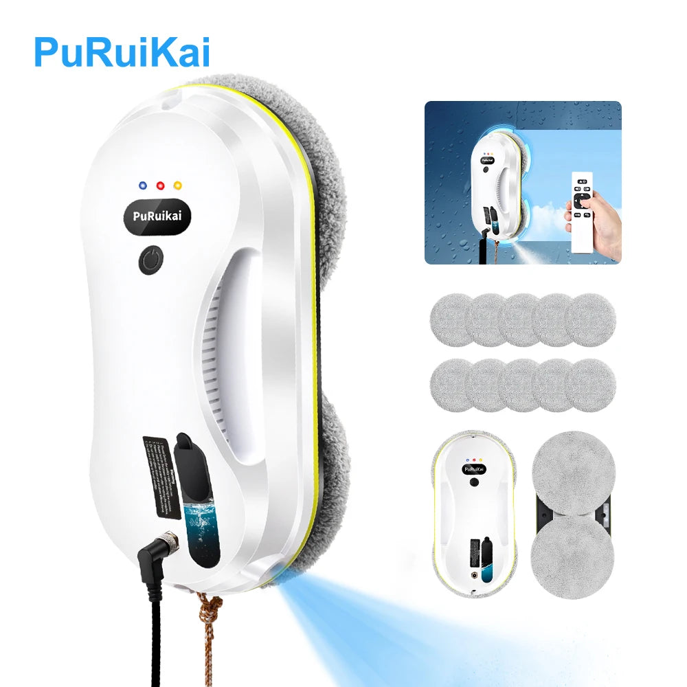 Pupuikai Home Windows Automatic Water Spray Cleaning Robot Vacuum Cleaner Remote Control Electric Window Wiper Glass