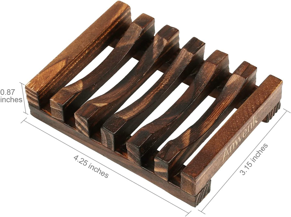 Wooden Soap Dish Soap Saver Holder Tray for Bathroom Shower Rectangular Kitchen Drainer Hand Craft for Soap,Sponges and More (1Pack)