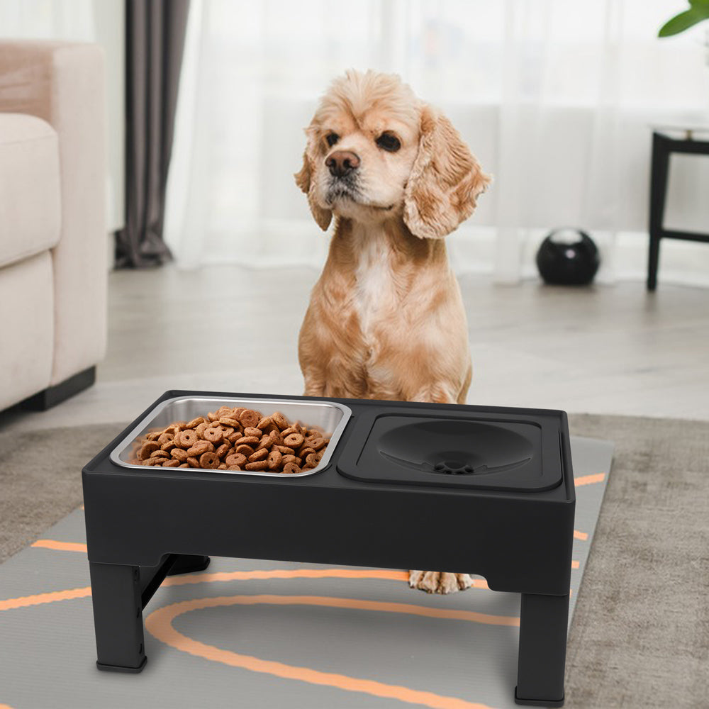 Tazones Elevados Para Perro Con Tazón De Acero Inoxidable, Ajustan 4 Alturas Para Perros Pequeños Medianos Grandes, Negro