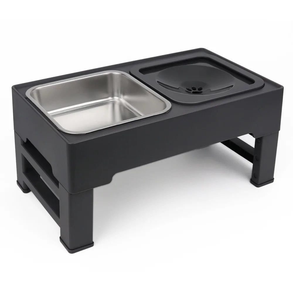Tazones Elevados Para Perro Con Tazón De Acero Inoxidable, Ajustan 4 Alturas Para Perros Pequeños Medianos Grandes, Negro