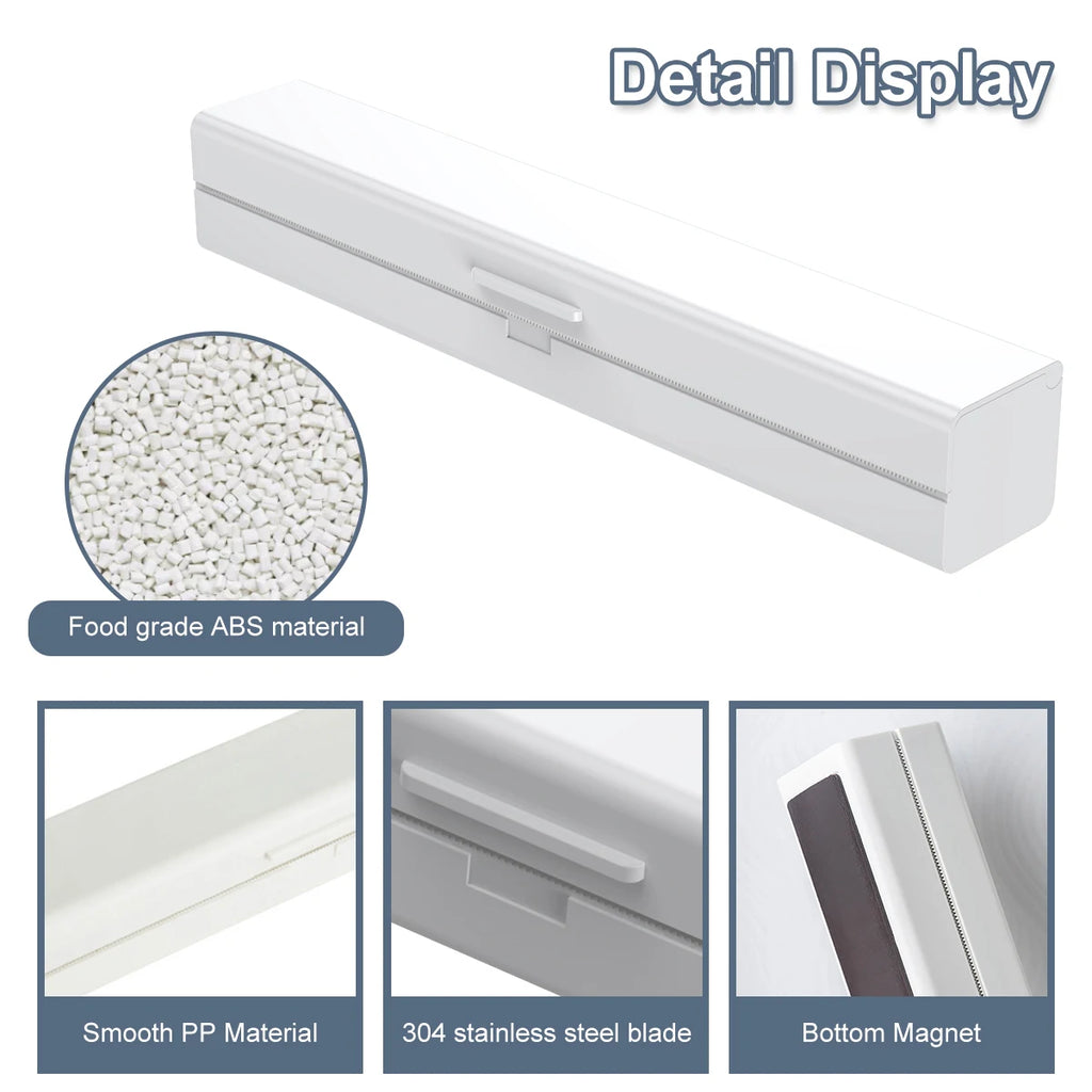 Cling Film Cutter Plastic Wrap Dispenser Kitchen Accessori Wrap Film Cutter Magnetic Cling for Food Keep Fresh with Cutter Blade