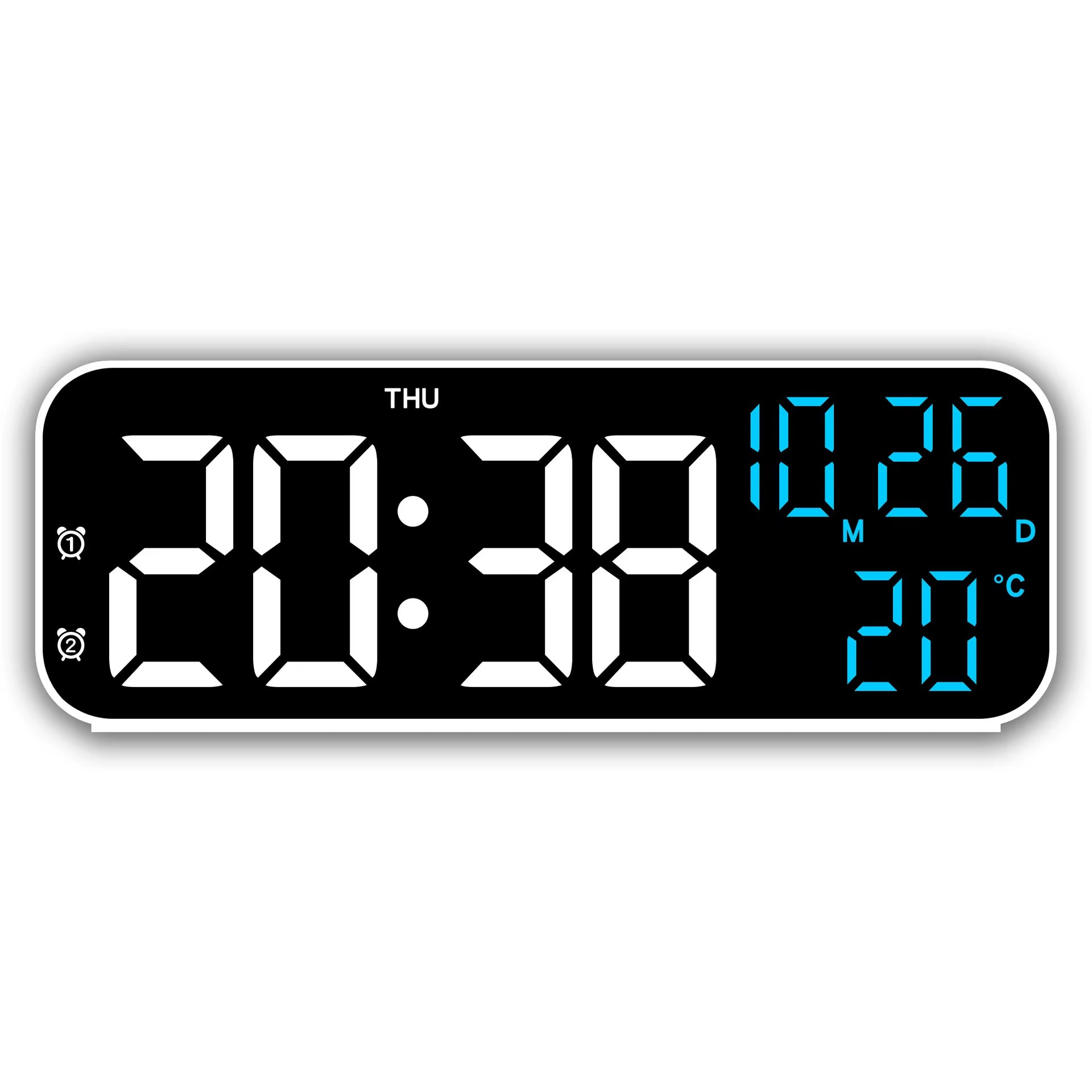 Digital Alarm Clock Temperature and Date Week Display Night Mode Table Clock Voice Control 12/24H Electronic LED Alarm Clocks