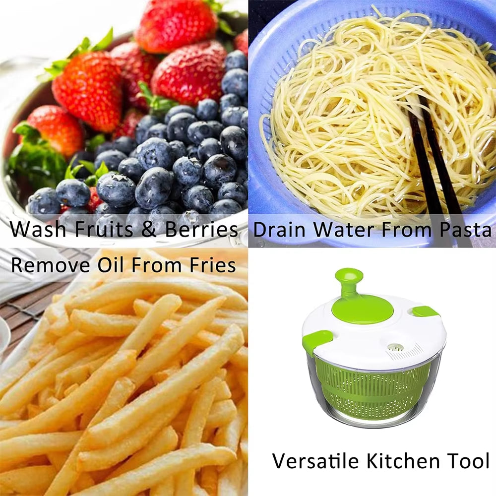 5 L Large Salad Spinner Vegetable Washer Dryer Drainer Strainer with Bowl Colander Multi-Use Lettuce Spinner JT252