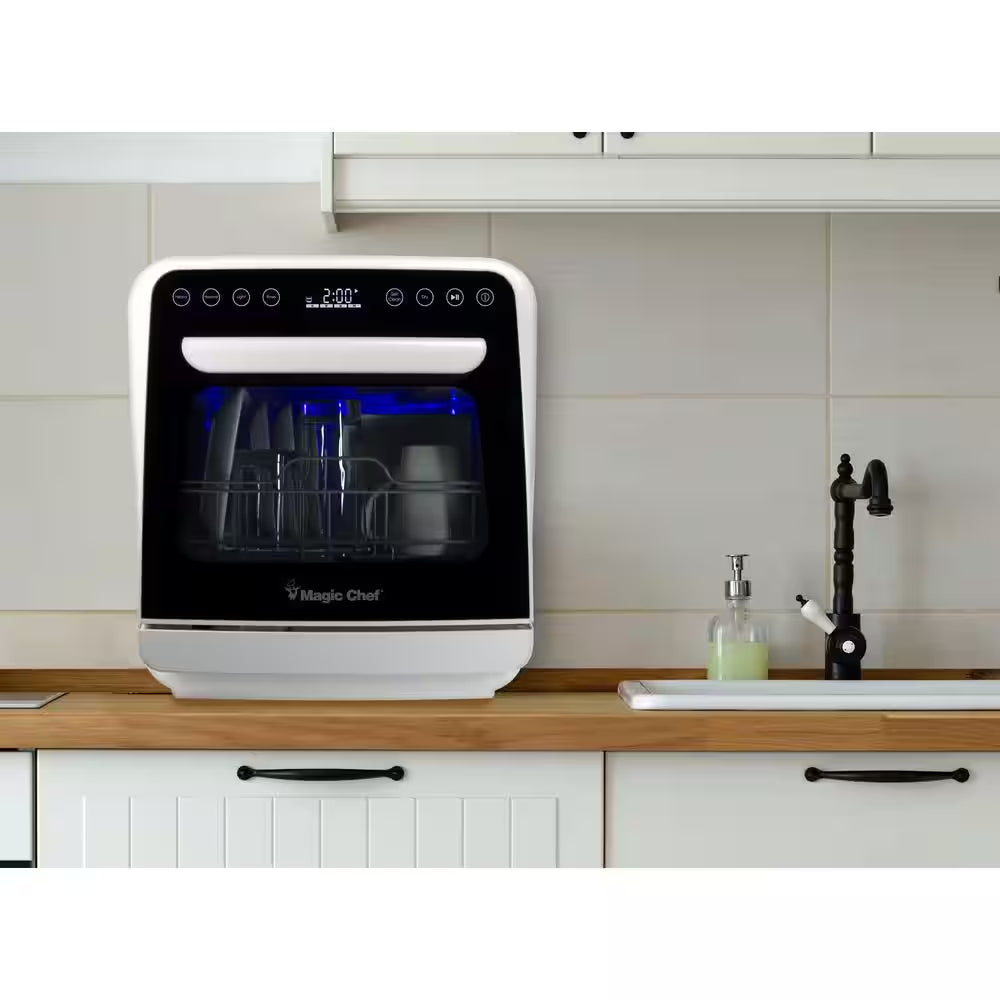 Mini Countertop Dishwasher in White with 3-Place Setting Capacity