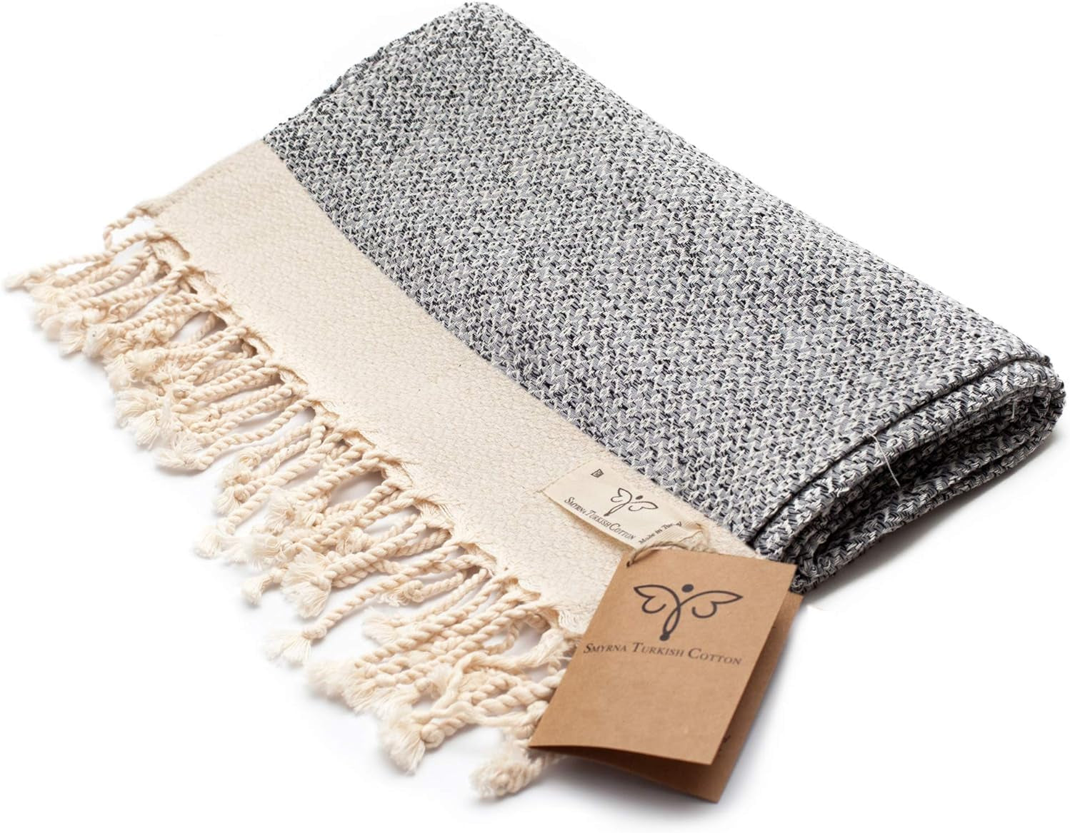 Vintage Series Turkish Hand Towels, 16X40 Inch, Decorative Turkish Hand Towels for Bathroom, Kitchen, Face, Hair, Tea, Yoga, Gym, Dishcloth Set of 2, Gray