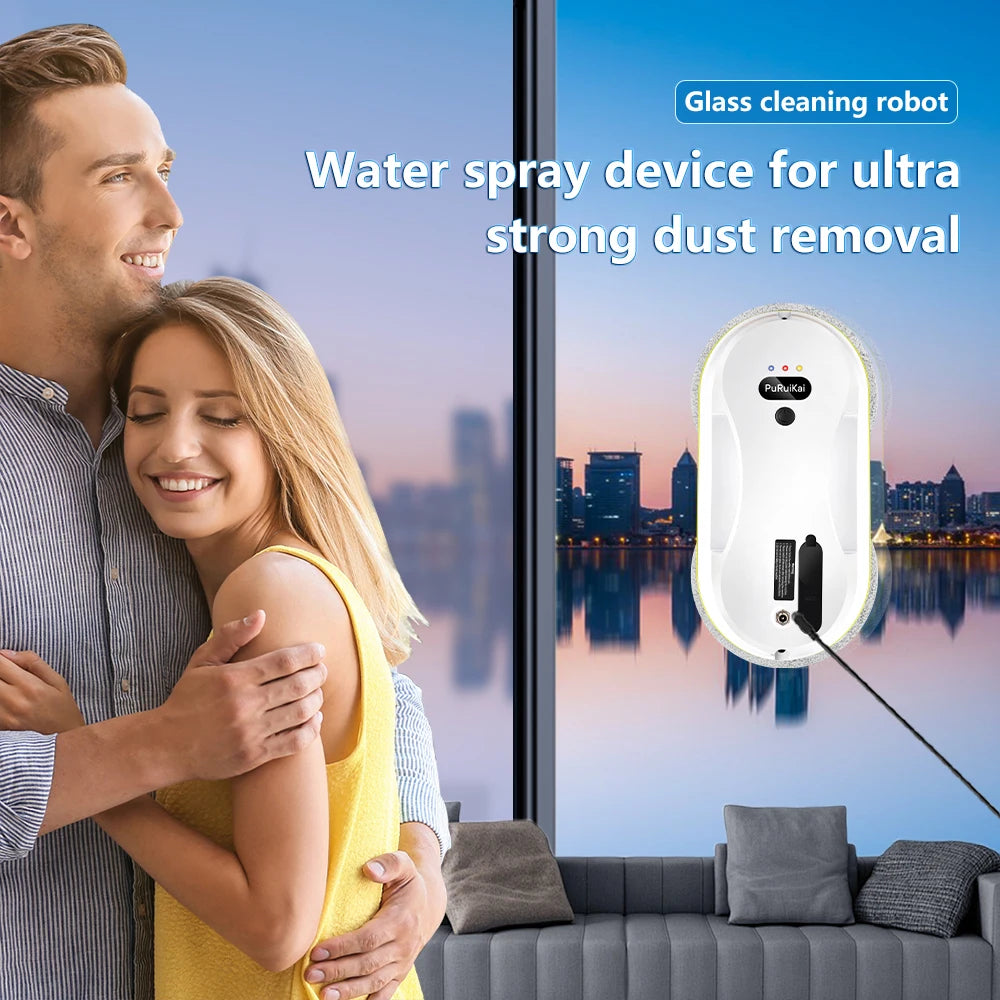 Pupuikai Home Windows Automatic Water Spray Cleaning Robot Vacuum Cleaner Remote Control Electric Window Wiper Glass