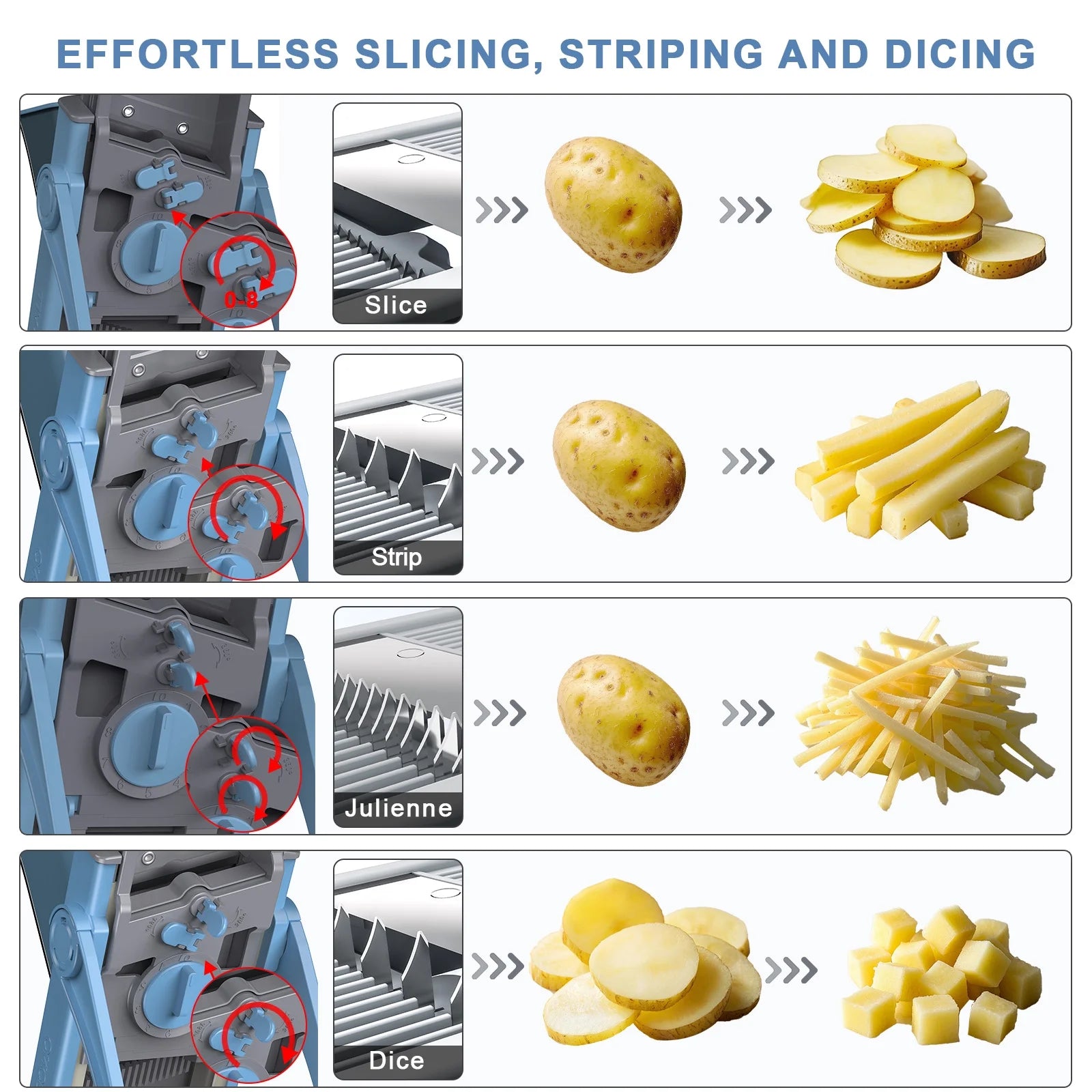 Vegetable Chopper & Zucchini Noodles Spiralizer, Food Slicer Shredder Dicer