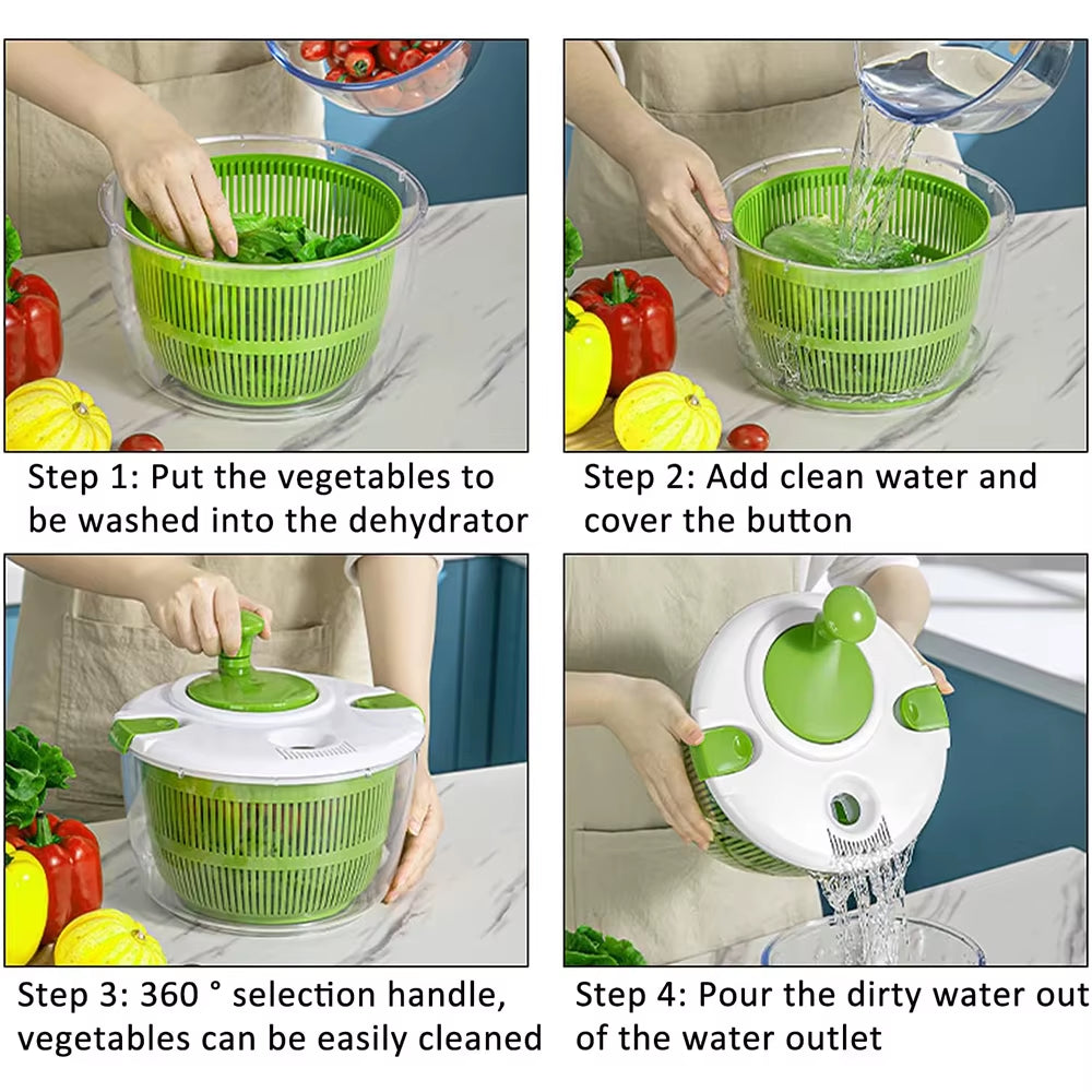 5 L Large Salad Spinner Vegetable Washer Dryer Drainer Strainer with Bowl Colander Multi-Use Lettuce Spinner JT252