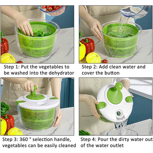 5 L Large Salad Spinner Vegetable Washer Dryer Drainer Strainer with Bowl Colander Multi-Use Lettuce Spinner JT252