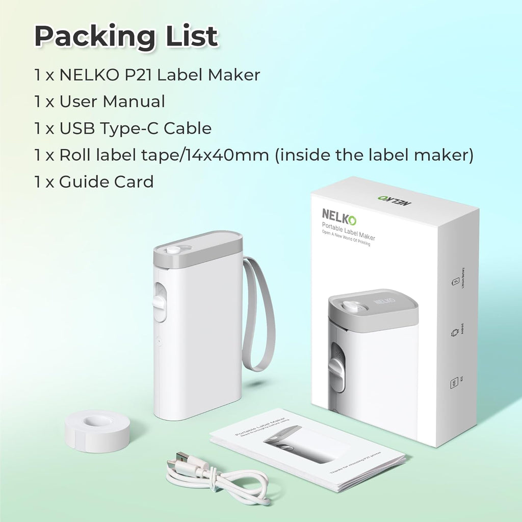 Label Maker Machine with Tape, P21 Bluetooth Label Printer, Wireless Mini Label