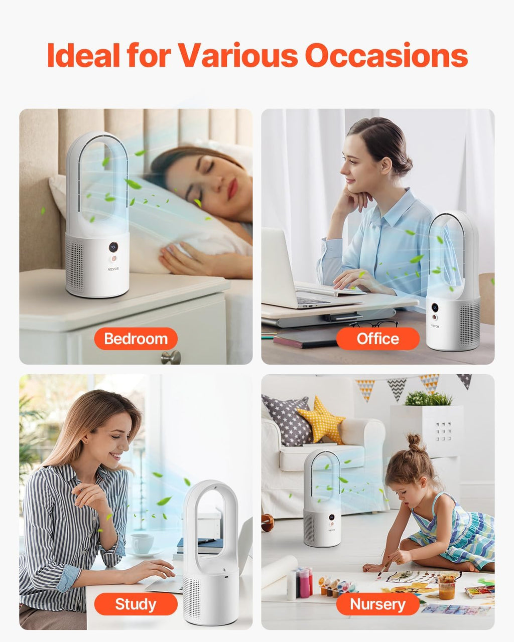 Bladeless Portable Desk Fan - 12.99 Inch, 6-Speed USB, Ultra Quiet Cooling Solution