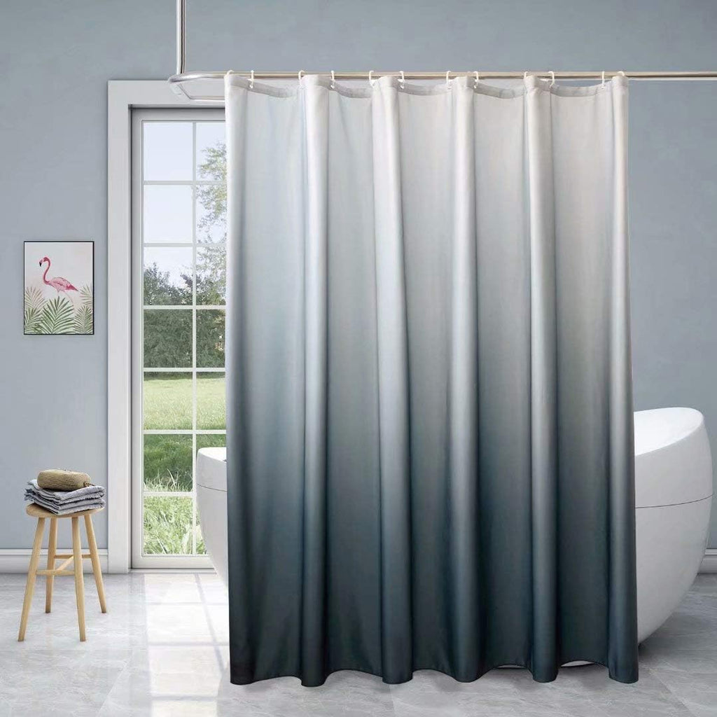 Grey Ombre Shower Curtains for Bathroom Water Resistant Fabric Decorative Bathroom Curtains Sets with 12 Hooks, 70 X 84 Inch