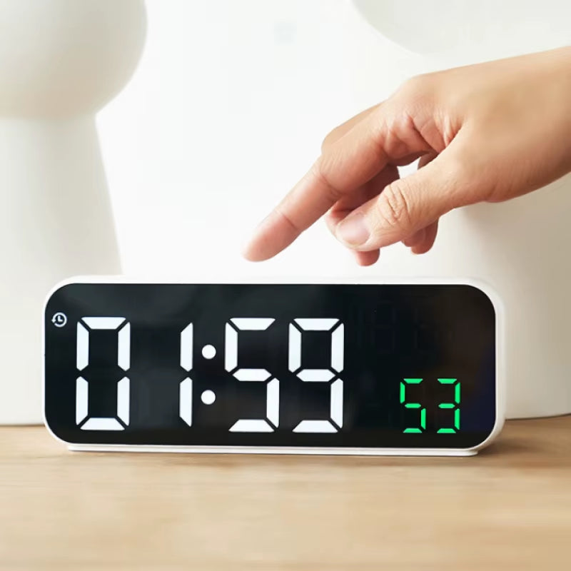 Digital Alarm Clock Temperature and Date Week Display Night Mode Table Clock Voice Control 12/24H Electronic LED Alarm Clocks
