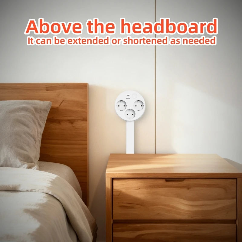 Retractable Socket Rotates Electrical Outlet Extender Charging Extension Power Socket Strip Socket Extender for Sofa Table