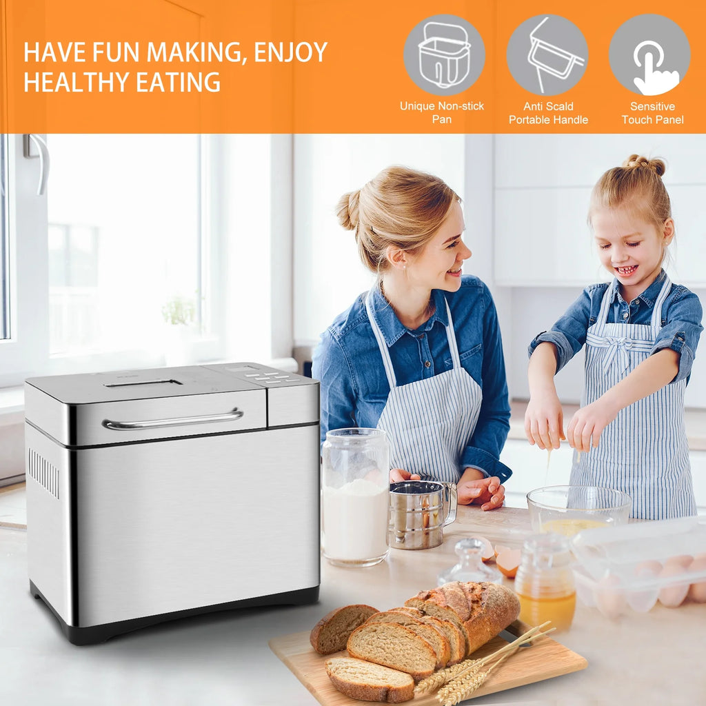 19-In-1 2LB Bread Maker Machine Fully Automatic LCD Display，Stainless Steel Model# 013
