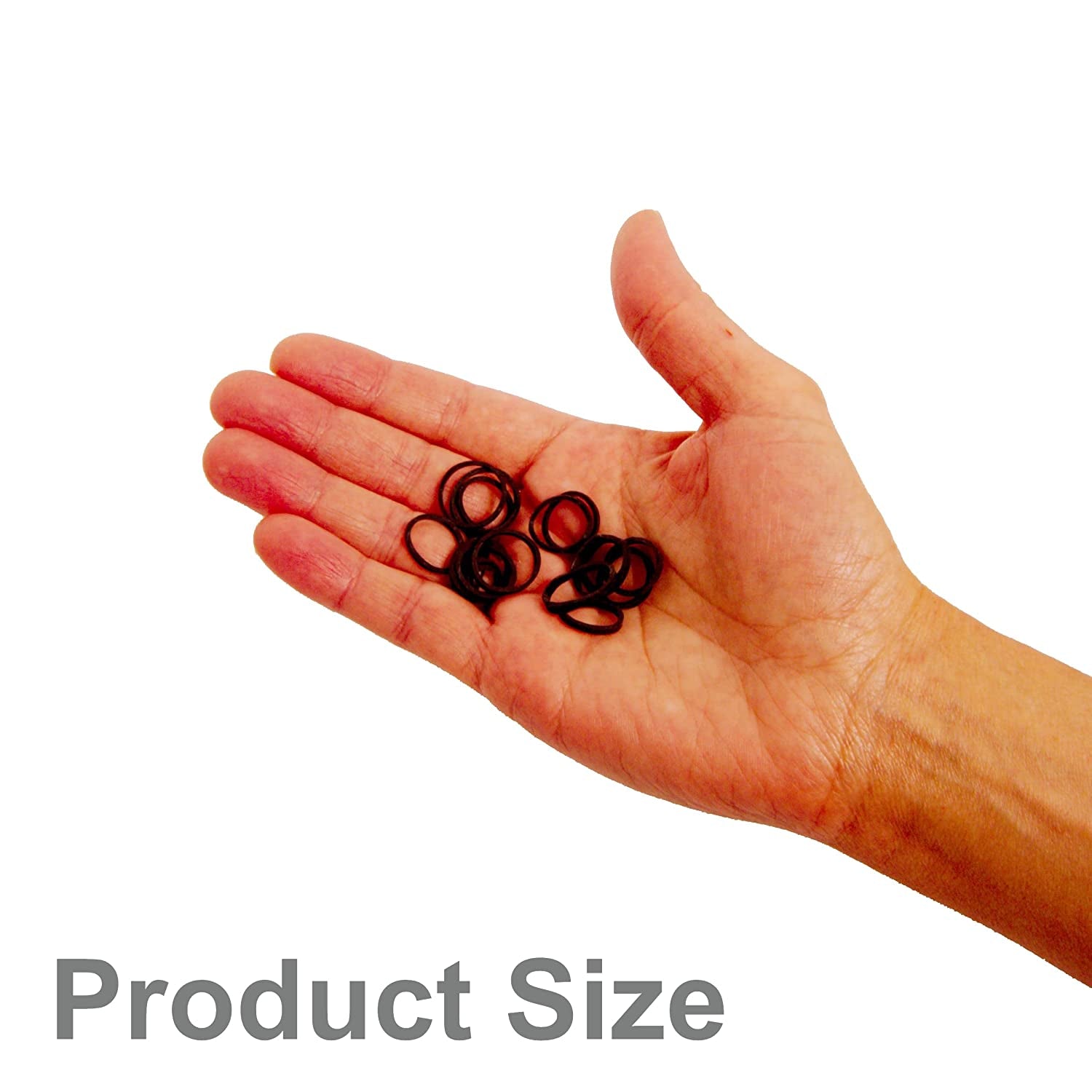 Amelia Beauty 500 Count Small Rubber Bands for Hair – ½" Black- Made in USA - Recloseable Container - Mini Hair Elastics for Braids, Ponytails, Cornrows & Twists – Strong Hold Ponytail Holders