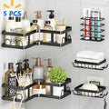 Corner Shower Caddy Organizer, 5 PCS Adhesive Organizer Storage with Soap & Toothbrush Holder, Wall Mounted Rustproof Stainless Steel Bath Rack