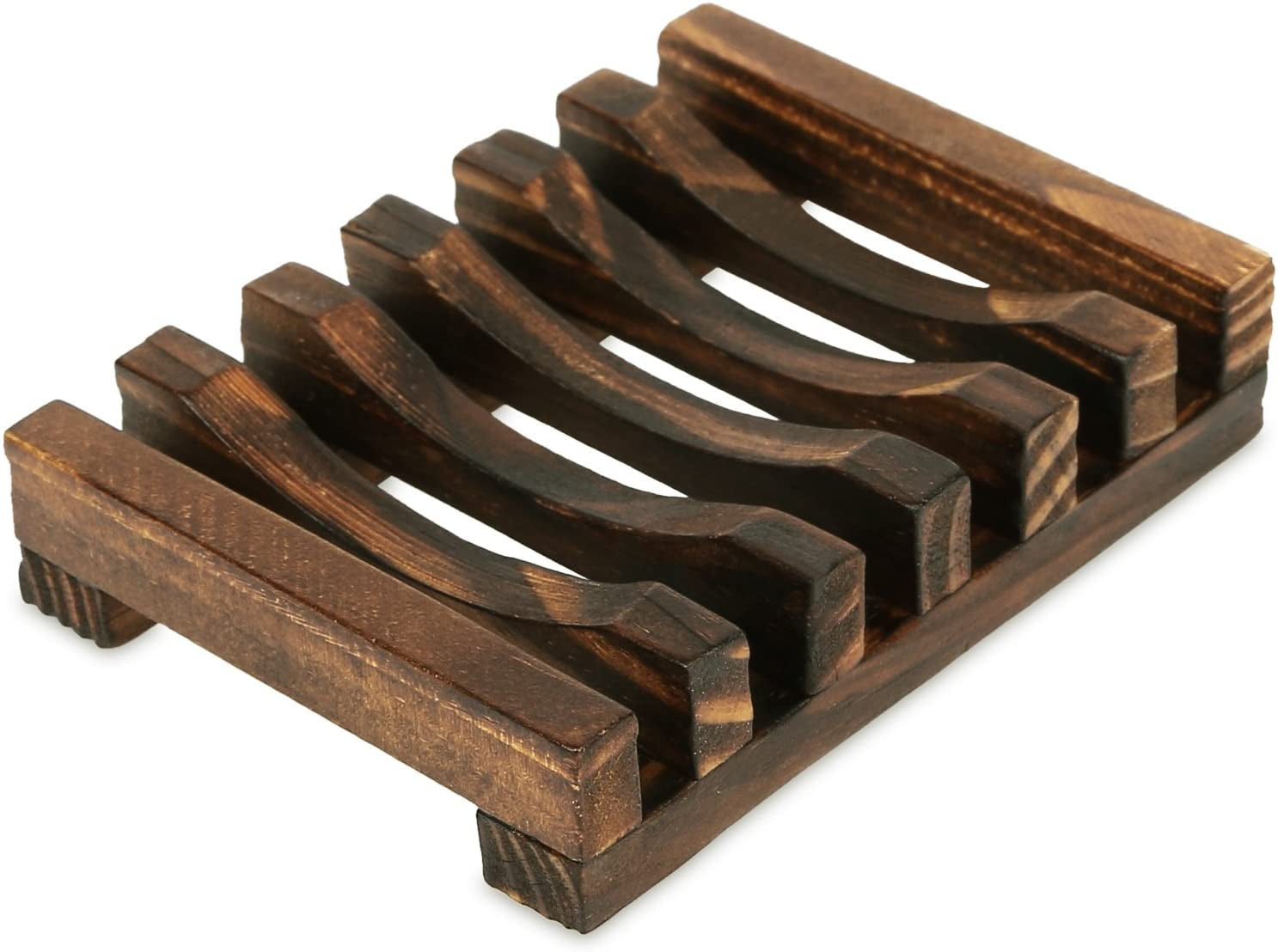 Wooden Soap Dish Soap Saver Holder Tray for Bathroom Shower Rectangular Kitchen Drainer Hand Craft for Soap,Sponges and More (1Pack)