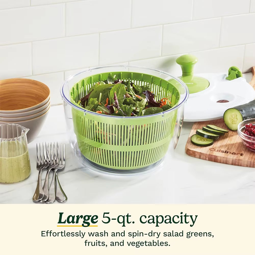5 L Large Salad Spinner Vegetable Washer Dryer Drainer Strainer with Bowl Colander Multi-Use Lettuce Spinner JT252
