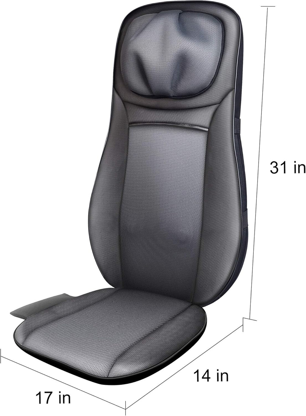Chair Back Massager with Heat - Shiatsu Pad, 12 Massage Balls & 3D/4D Mode - Portable Electric Cushion for Shoulder, Leg, Back Pain Relief - Home, Office, Car Use