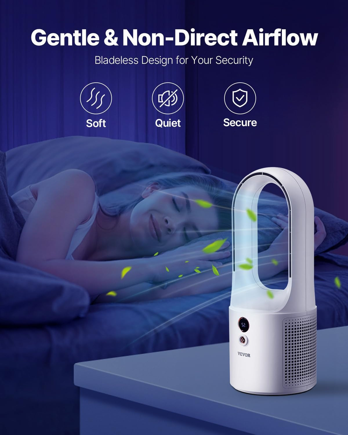 Bladeless Portable Desk Fan - 12.99 Inch, 6-Speed USB, Ultra Quiet Cooling Solution